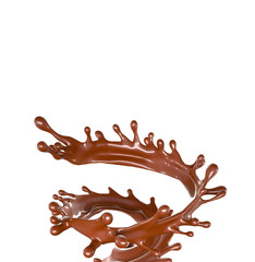 Splash spiral of chocolate. 3d illustration, 3d rendering.
