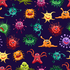 Colorful monsters or microbes seamless pattern, vector illustration