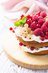 Homemade  layer cake with berries