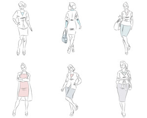 Six fashionable businesswoman