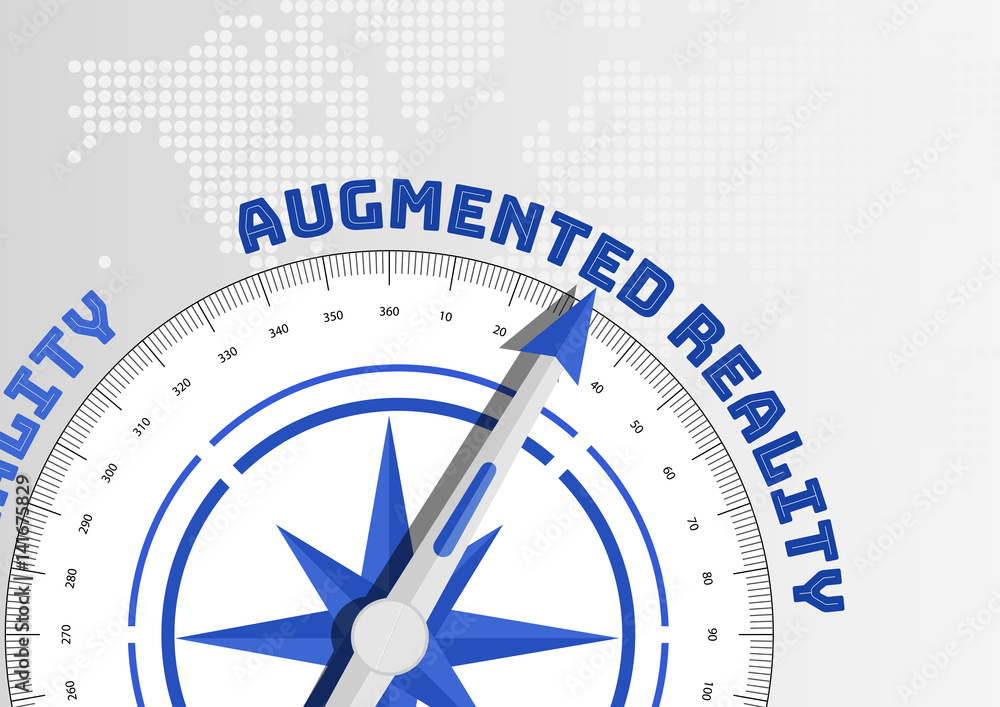 Poster compass pointing towards text augmented reality