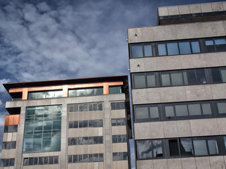 Office building and clouds