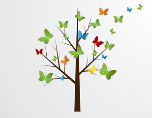 Abstract tree with butterflies