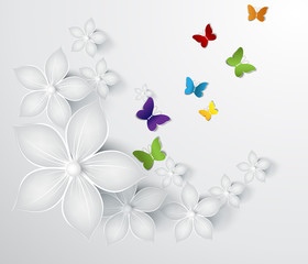 Obraz na płótnie Canvas Abstract floral theme with butterflies