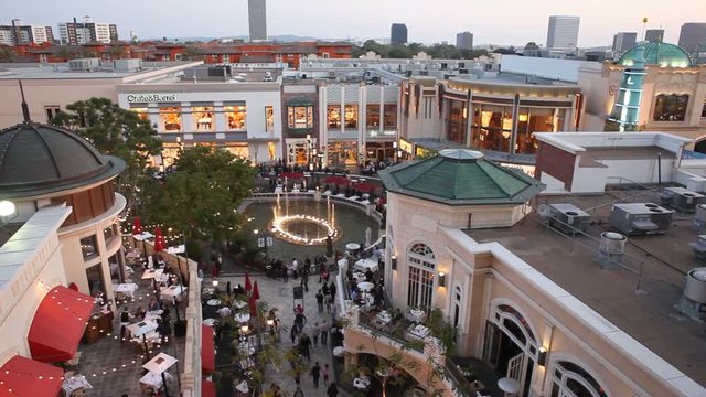 LOS ANGELES, CIRCA JUNE 2010. Bus ride through The Grove open air shopping mall_1