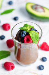 Raw vegan chocolate avocado pudding