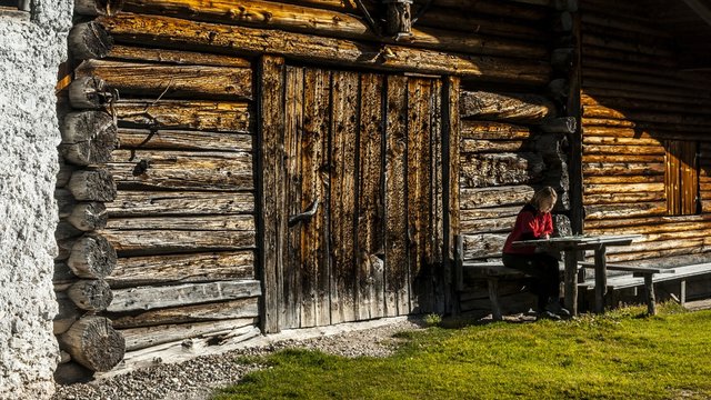 Rest in a mountain hut, Badia Valley, dolomites, italy