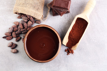 Melting chocolate / melted chocolate/ chocolate swirl/ stack/ chips and powder