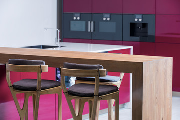 breakfast bar in the kitchen