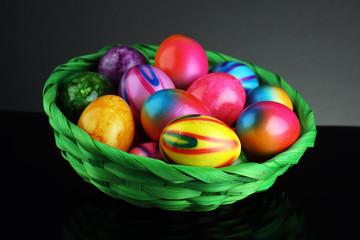 Fototapeta na wymiar Easter eggs on table very colorful