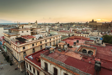 Fototapeta na wymiar View of Havana at sunset from above, Cuba.