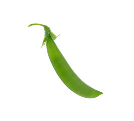 Pod of green peas isolated on the white background