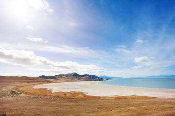 Lakeside of Great Salt Lake on Antelope Island