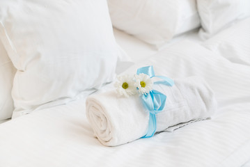 White towel in luxury boutique hotel