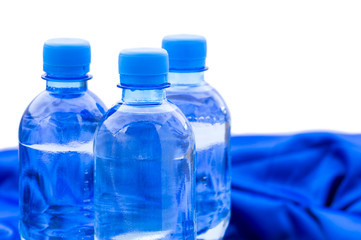 plastic water bottles standing