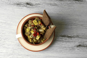 Caponata - baked vegetable ragout with white wine and herbs