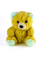 Soft and plush toys on a white background