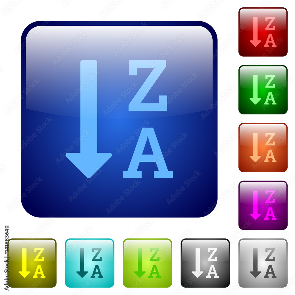 Poster alphabetically descending ordered list color square buttons