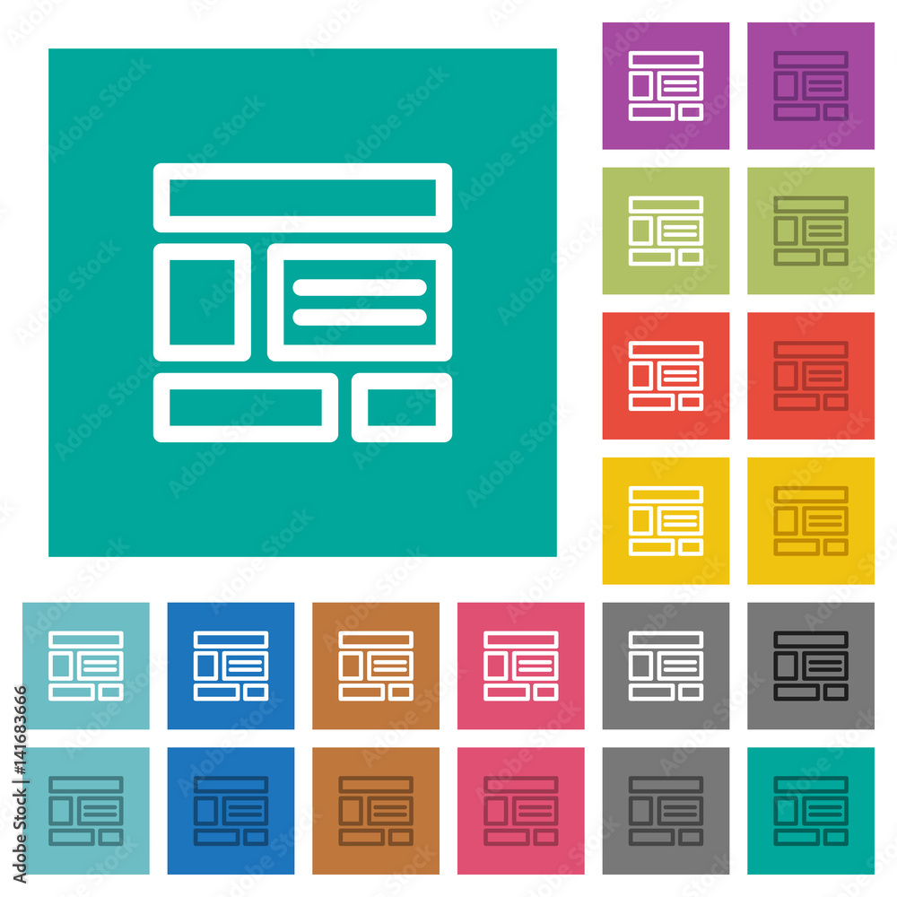 Poster web layout square flat multi colored icons