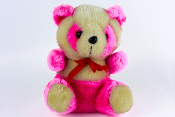 Soft and plush toys on a white background