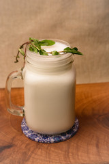 Turkish traditional drink made of yoghurt and mint