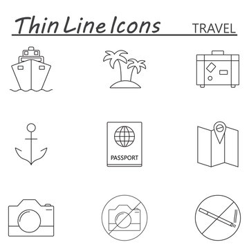 Travel and tourism line icons set, outline vector symbol collection, linear pictogram pack isolated on white, logo illustration