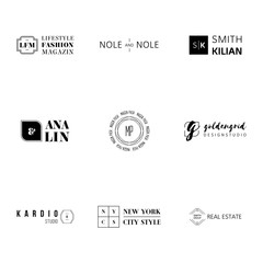 Minimal logo set with different black designs
