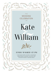 Elegant wedding invitation in retro style, with abstract beaded decorations