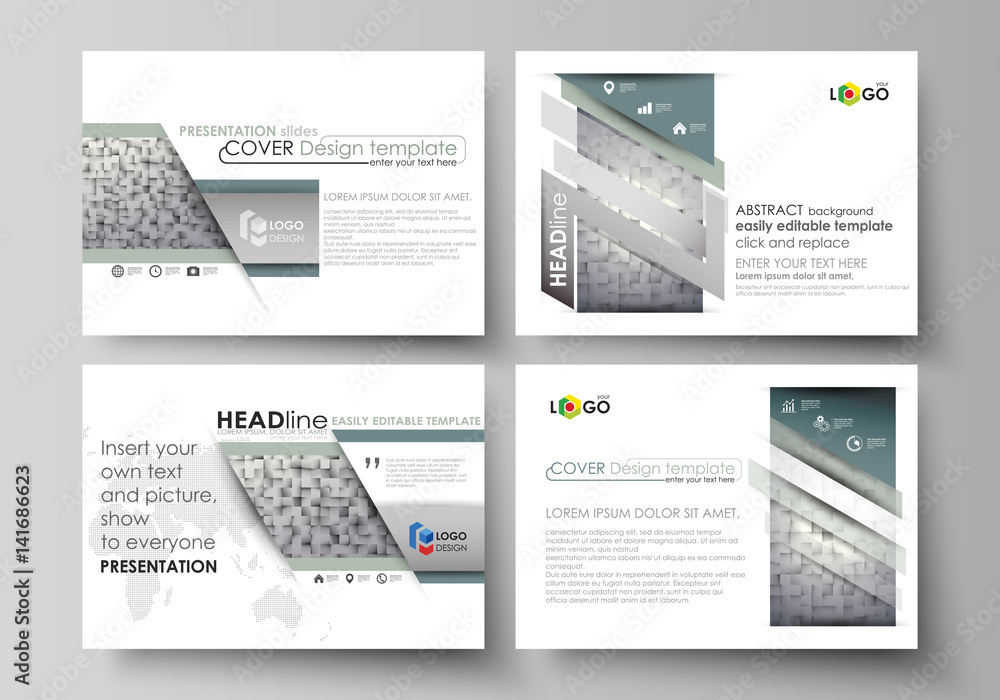 Poster set of business templates for presentation slides. easy editable abstract vector layouts in flat des