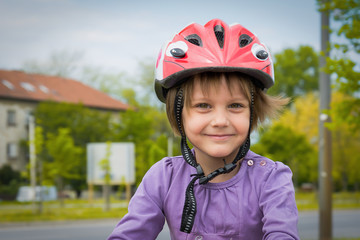 Fototapeta premium Little Girl Wear Sports Helmet