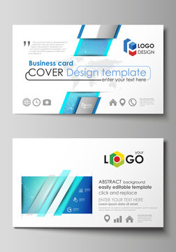 Business card templates. Easy editable layout, abstract vector design template. Chemistry pattern, connecting lines and dots, molecule structure, medical DNA research. Medicine concept.
