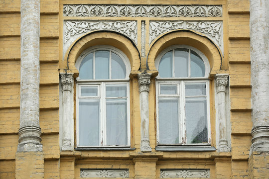 Ornate building with vintage arched windows