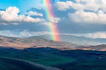 panorama of Siena in the Val d'Orcia and the Chianti hills