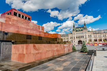 view of the city of Moscow in Russia, famous for Red Square and the colorful St. Basil's Cathedral
