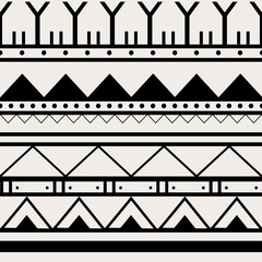 Seamless hand-drawn ethnic pattern of South America. Tribal seamless geometric striped background. It can be used for wallpaper, web page, bags and cloth.  Vector illustration.