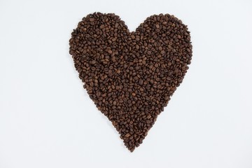 Coffee beans forming heart shaped