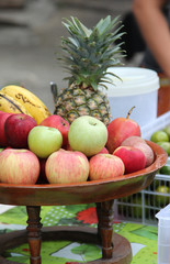 Pile of fruit ready for sale in the market.
