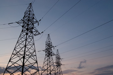 Fototapeta premium Electric pylons with cables