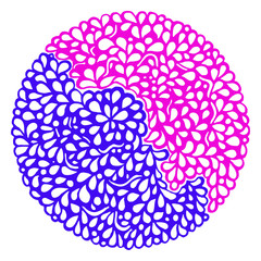 Doodle violet pink circle ornamental mandala vector