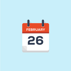 26. february calendar, vector illustration