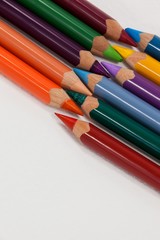Colored pencils arranged in interlock pattern 