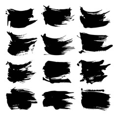 Abstract big black strokes big set  isolated on a white background