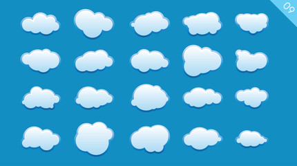 Cloud shapes design vector set. Data technology icons pack