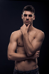 Fototapeta premium one young man, dark shirtless body