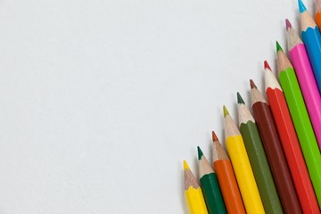 Colorful color pencil arranged in diagonal line
