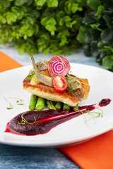 Grilled salmon with asparagus