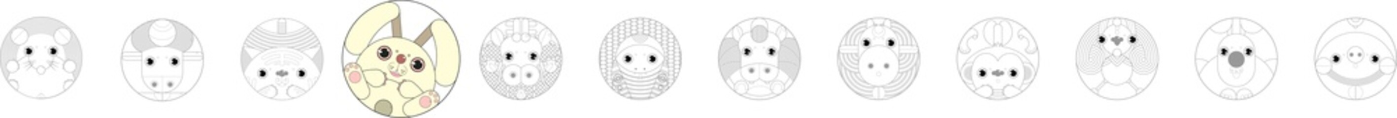 Chinese zodiac banners series rabbit