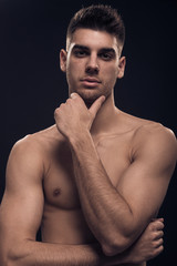 Fototapeta premium one young man, head shoulders arms