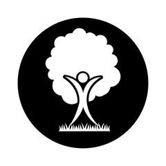 human figure with tree plant ecological icon vector illustration design