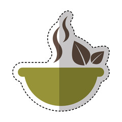 dish with leafs healthy food vector illustration design